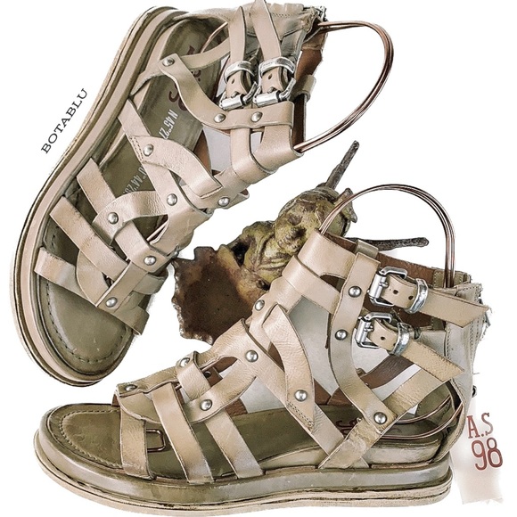 A.S.98 AS98 Payne NEW Gladiator Strappy Ankle Buckle Zip Wedge Platform Sandals - Picture 2 of 13
